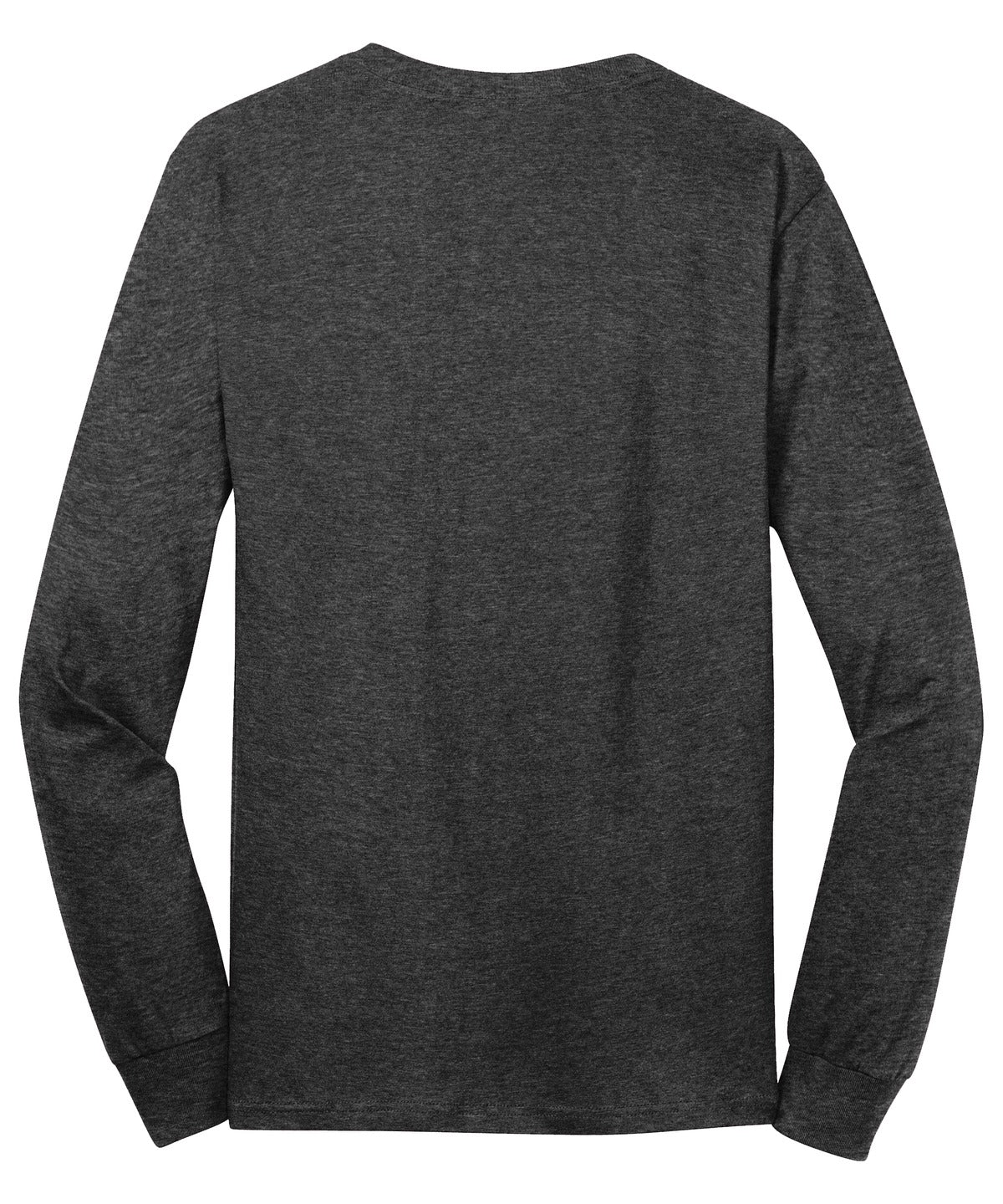 Rear View of Dark Hthr Grey Port & Co Long Sleeve Core Cotton Tee. PC54LS