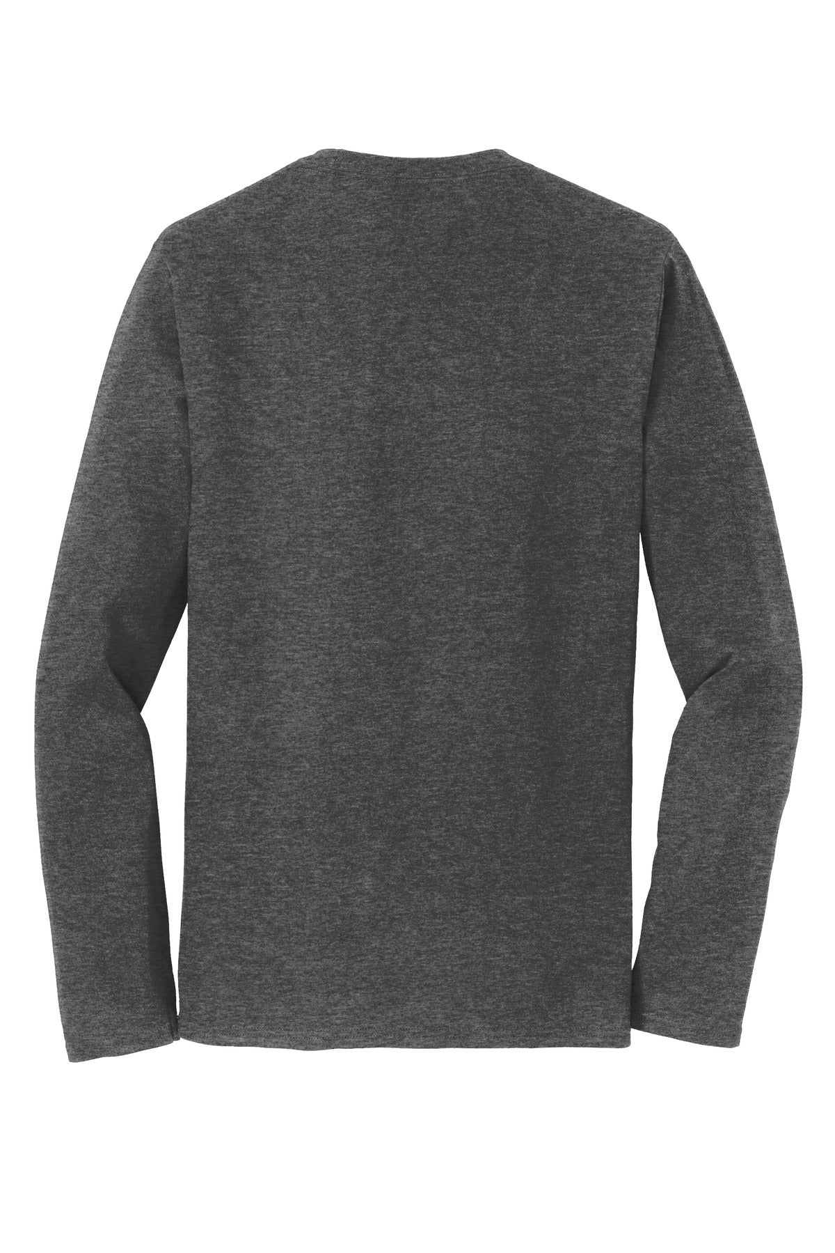 Rear View of Dark Hthr Grey Port & Co Long Sleeve Fan Favorite Tee. PC450LS