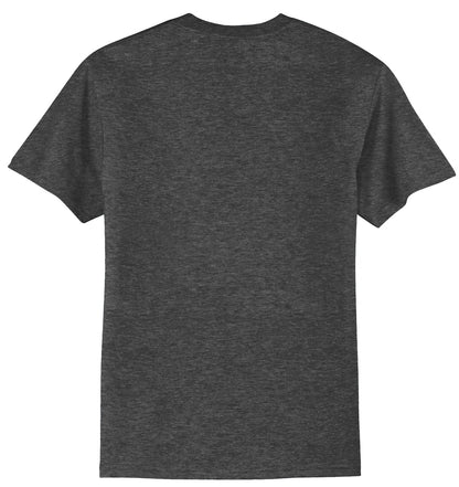 Rear View of Dark Hthr Grey Port & Co Tall Core Blend Tee. PC55T