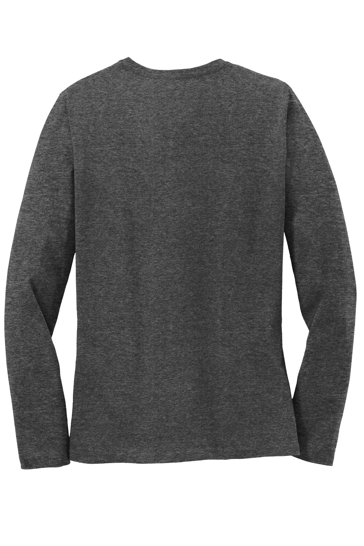 Rear View of Dark Hthr Grey Port & Co Women's Long Sleeve Core Cotton Tee. LPC54LS