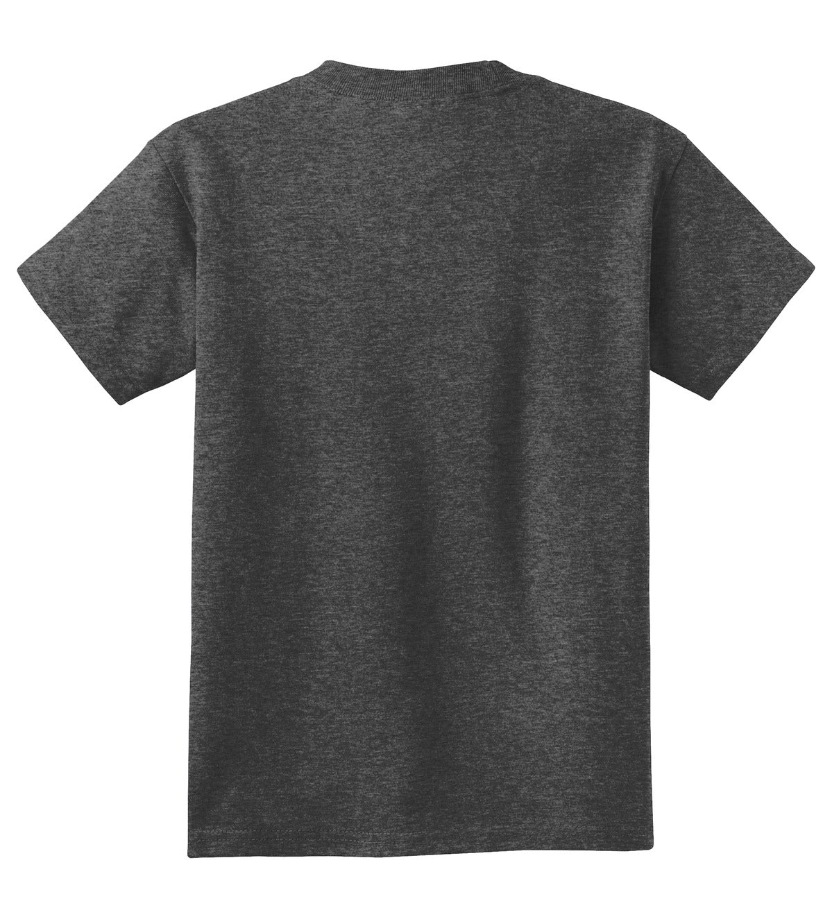 Rear View of Dark Hthr Grey Port & Co Youth Core Cotton Tee. PC54Y