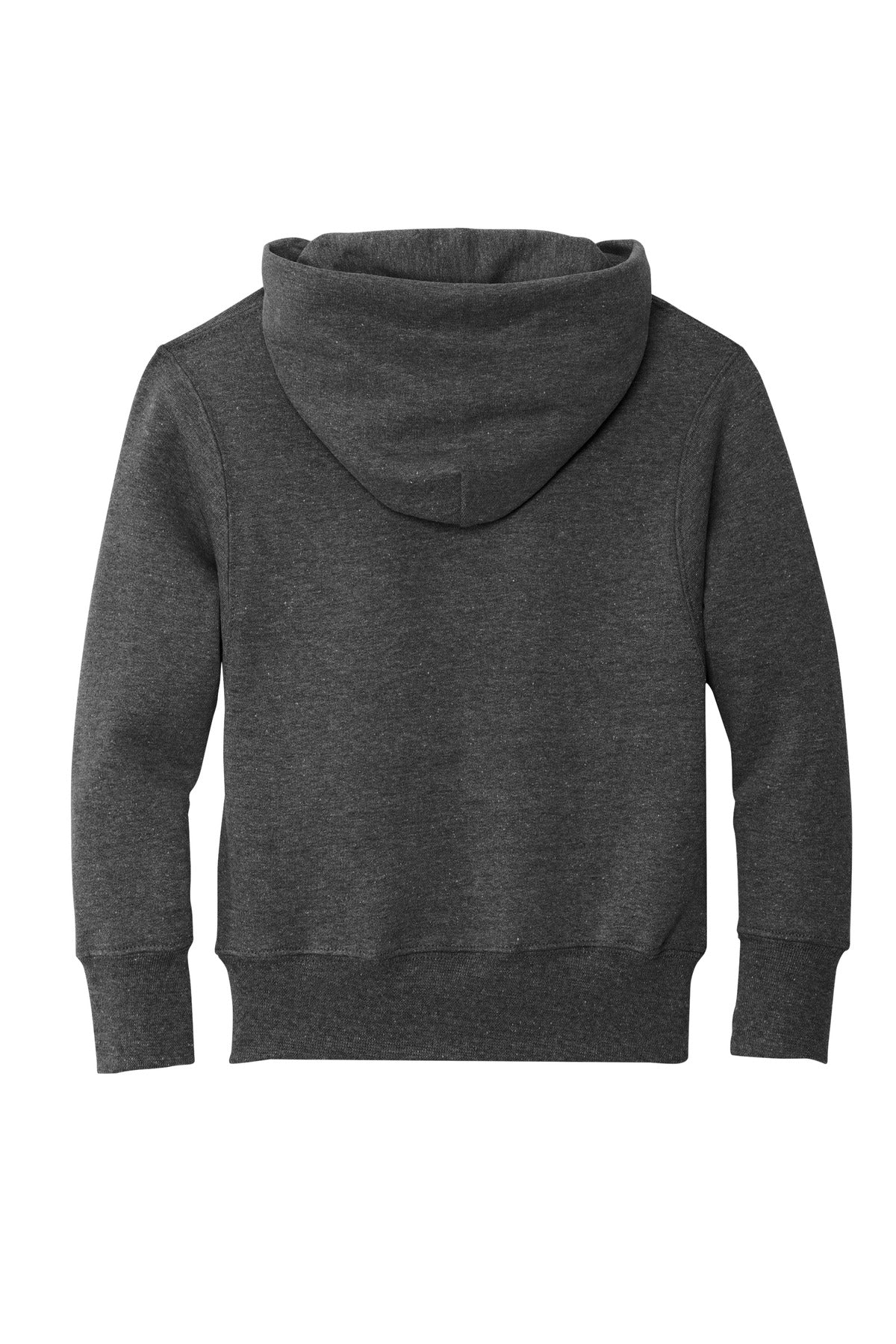 Rear View of Dark Hthr Grey Port & Co Youth Core Fleece Pullover Hooded Sweatshirt. PC90YH