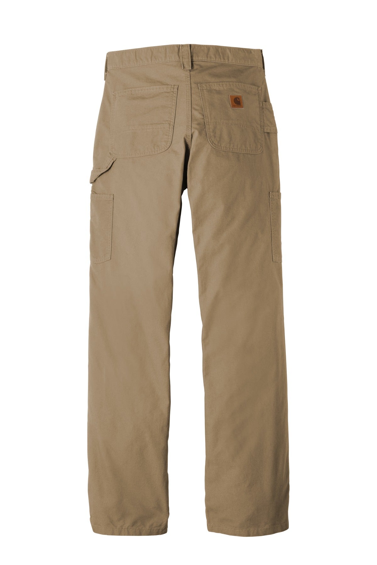 Rear View of Dark Khaki Carhartt Canvas Work Dungaree. CTB151