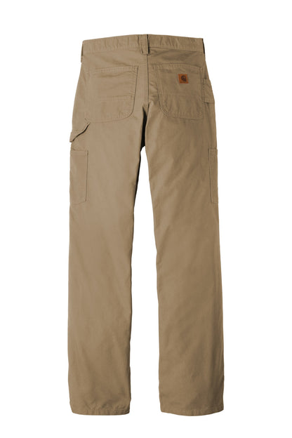 Rear View of Dark Khaki Carhartt Canvas Work Dungaree. CTB151