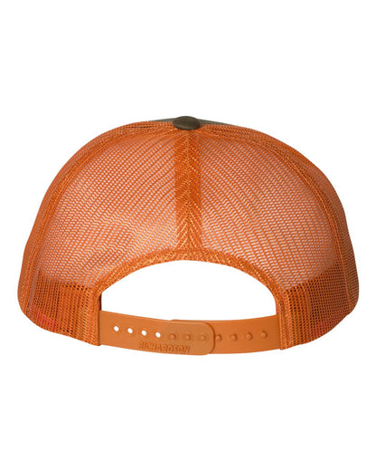 Rear View of Dark Loden/ Jaffa Orange Low Pro Trucker Cap - 115