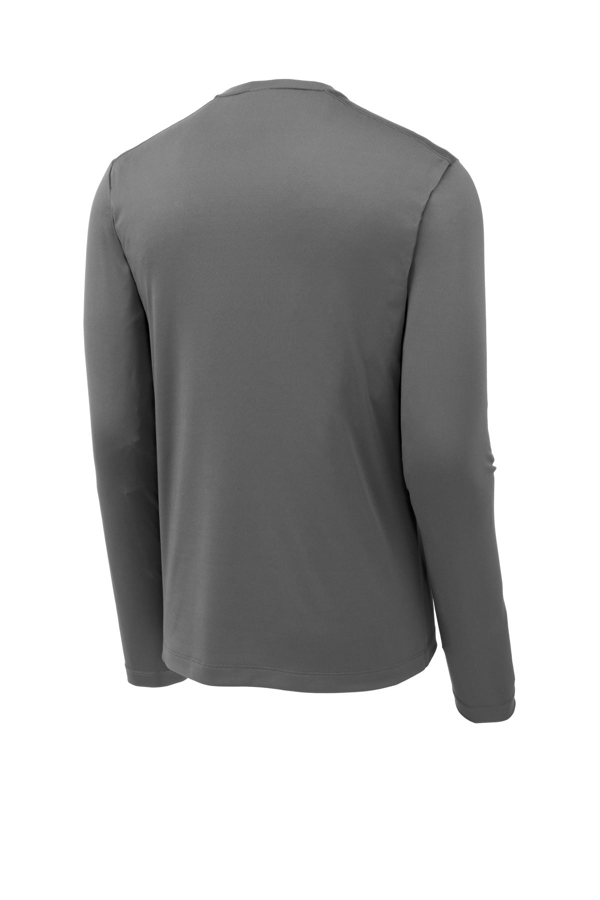 Rear View of Dark Smoke Gry Sport-Tek Posi-UV Pro Long Sleeve Tee. ST420LS