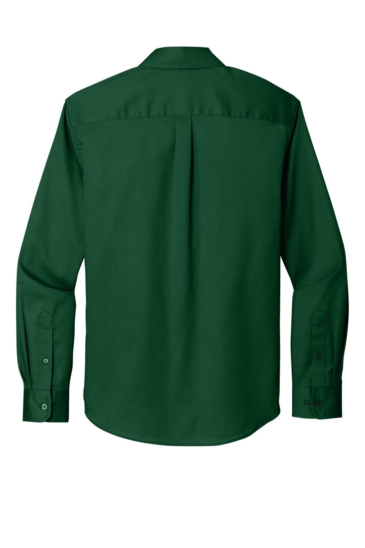 Rear View of DarkGreen Port Authority Long Sleeve SuperPro React Twill Shirt. W808