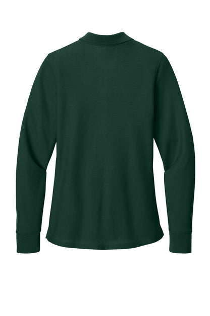 Rear View of DarkGreen Port Authority Women's Wearever Signature Pique Long Sleeve Polo LK200LS