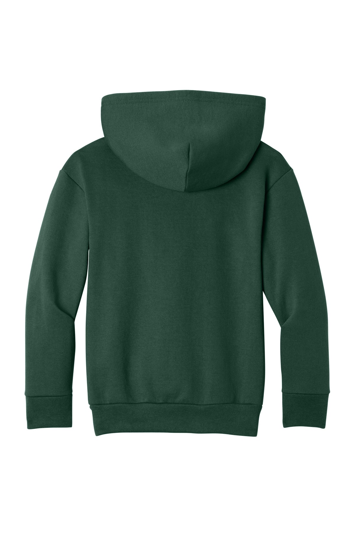 Rear View of DarkGreen Port & Co Youth Easy Fleece Pullover Hooded Sweatshirt PC68YH