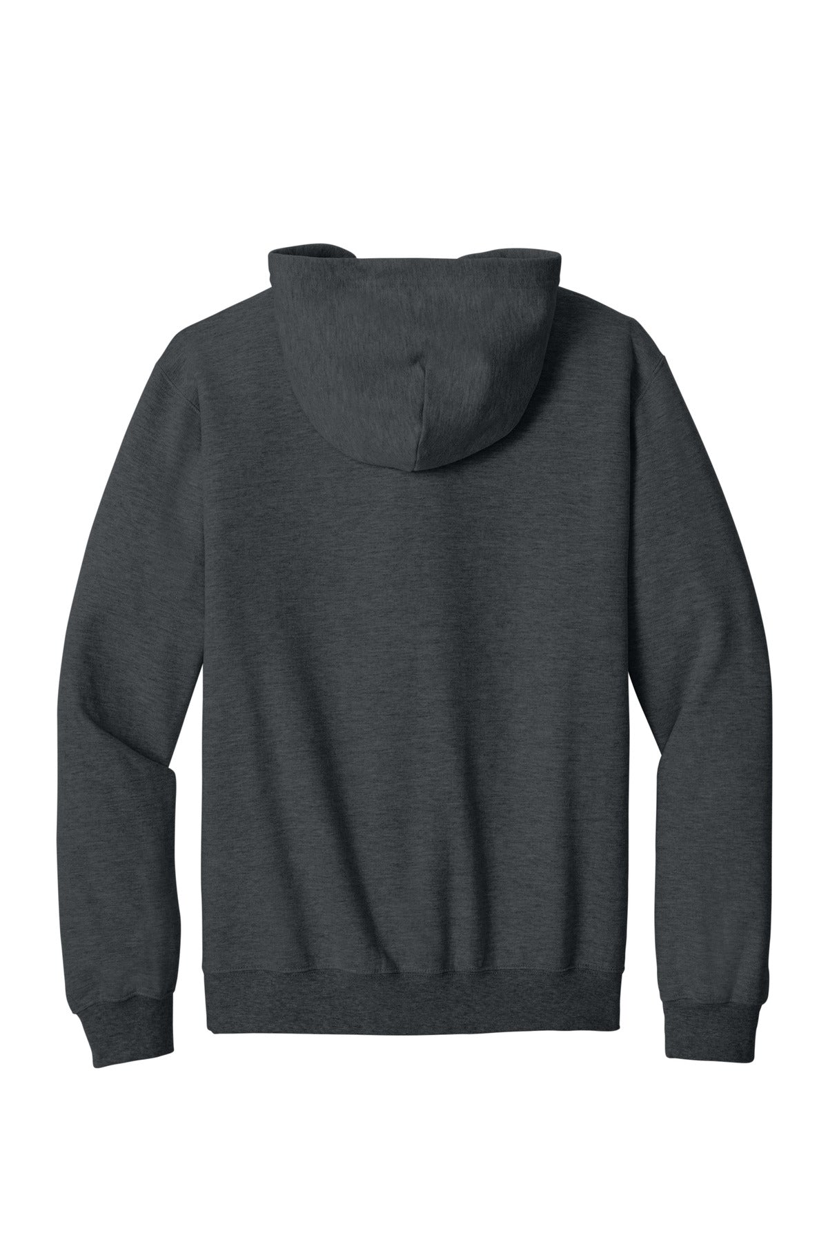 Rear View of DarkHthr Gildan Softstyle Midweight Fleece Full-Zip Hooded Sweatshirt SF600