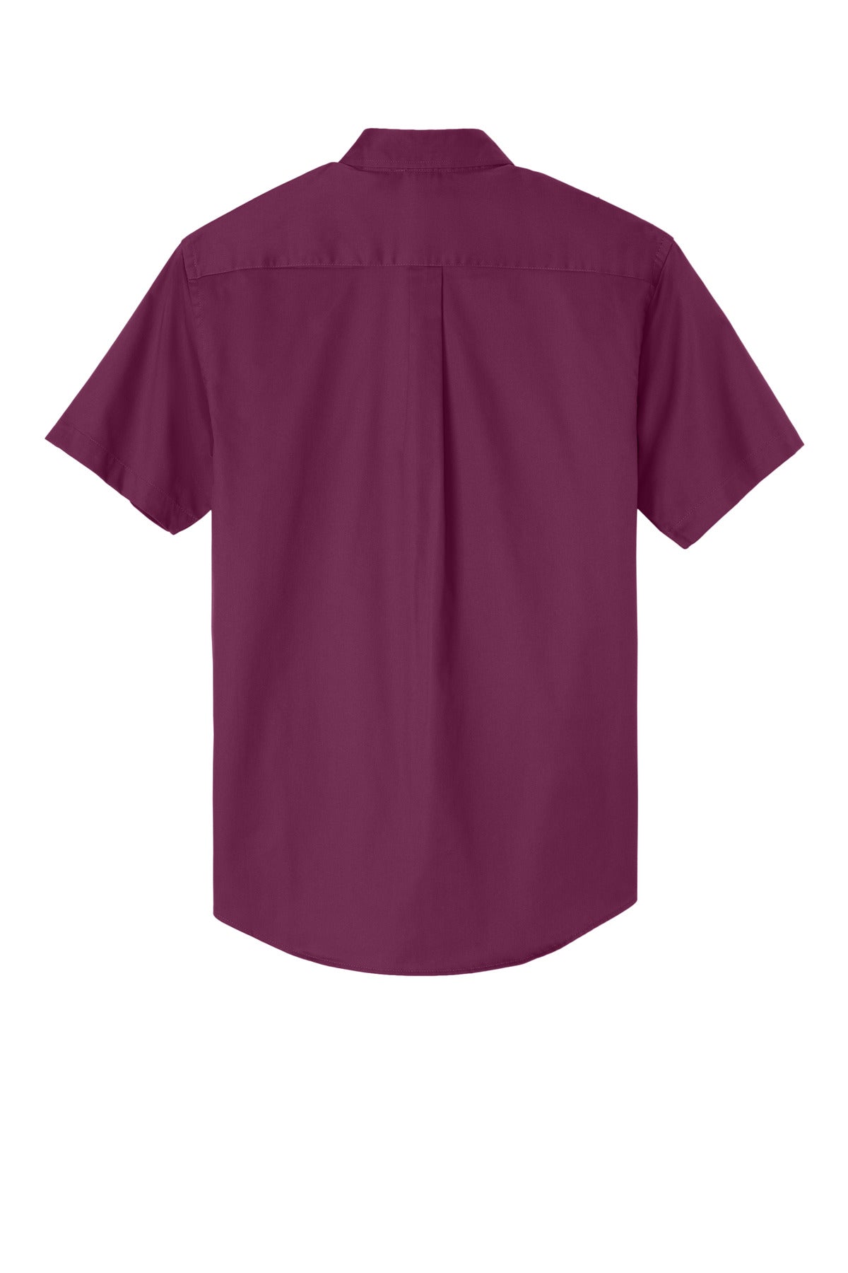 Rear View of Deep Berry Port Authority Short Sleeve Easy Care Shirt. S508