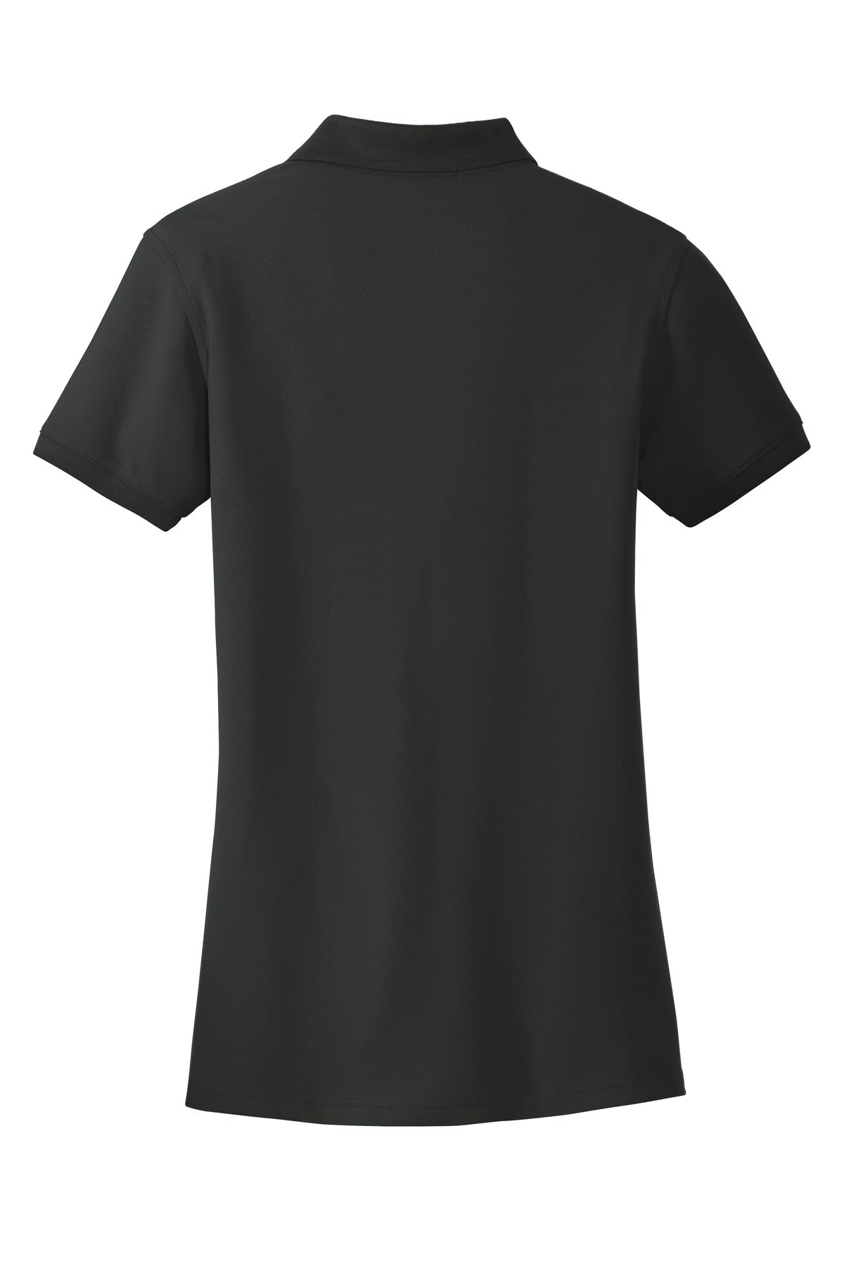 Rear View of Deep Black Port Authority Women's Core Classic Pique Polo. L100