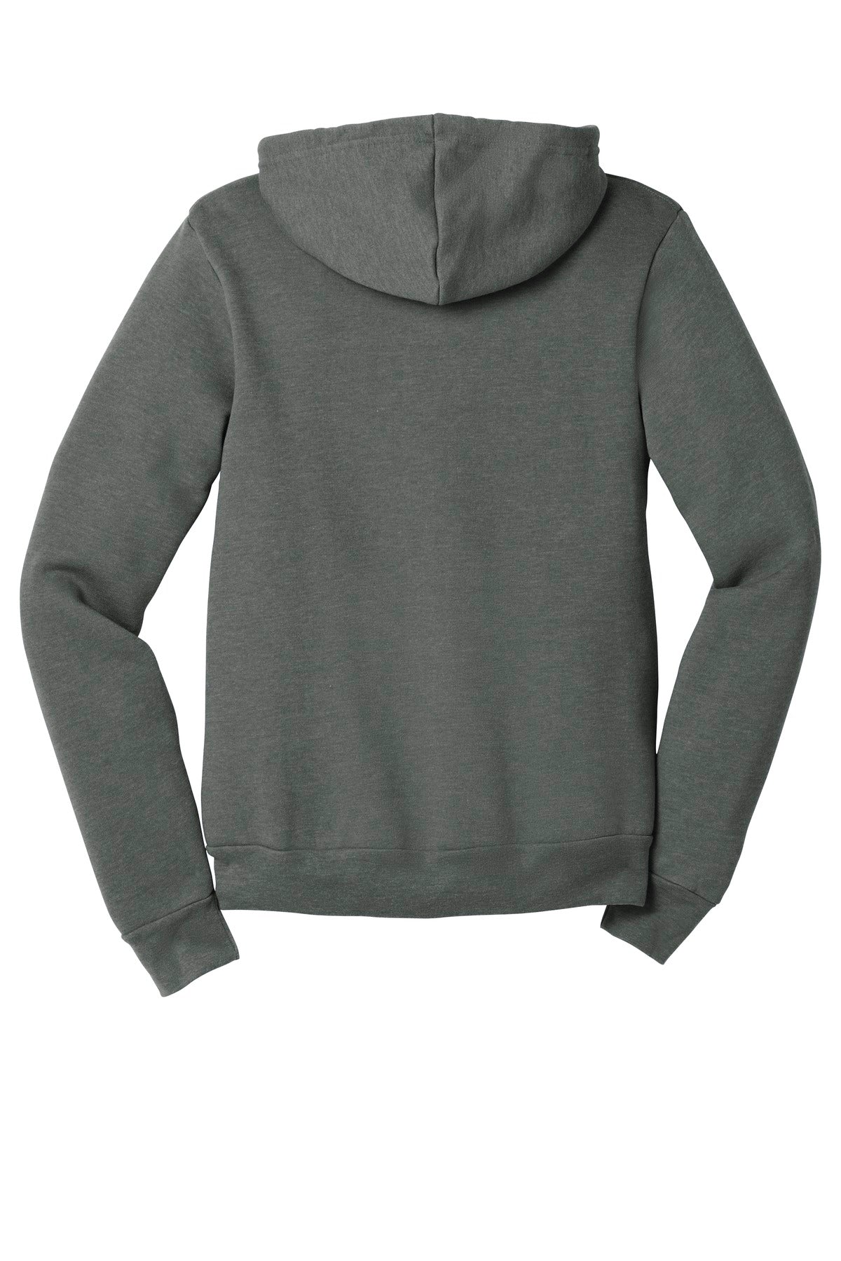 Rear View of Deep Ht BELLA+CANVAS Unisex Sponge Fleece Full-Zip Hoodie. BC3739