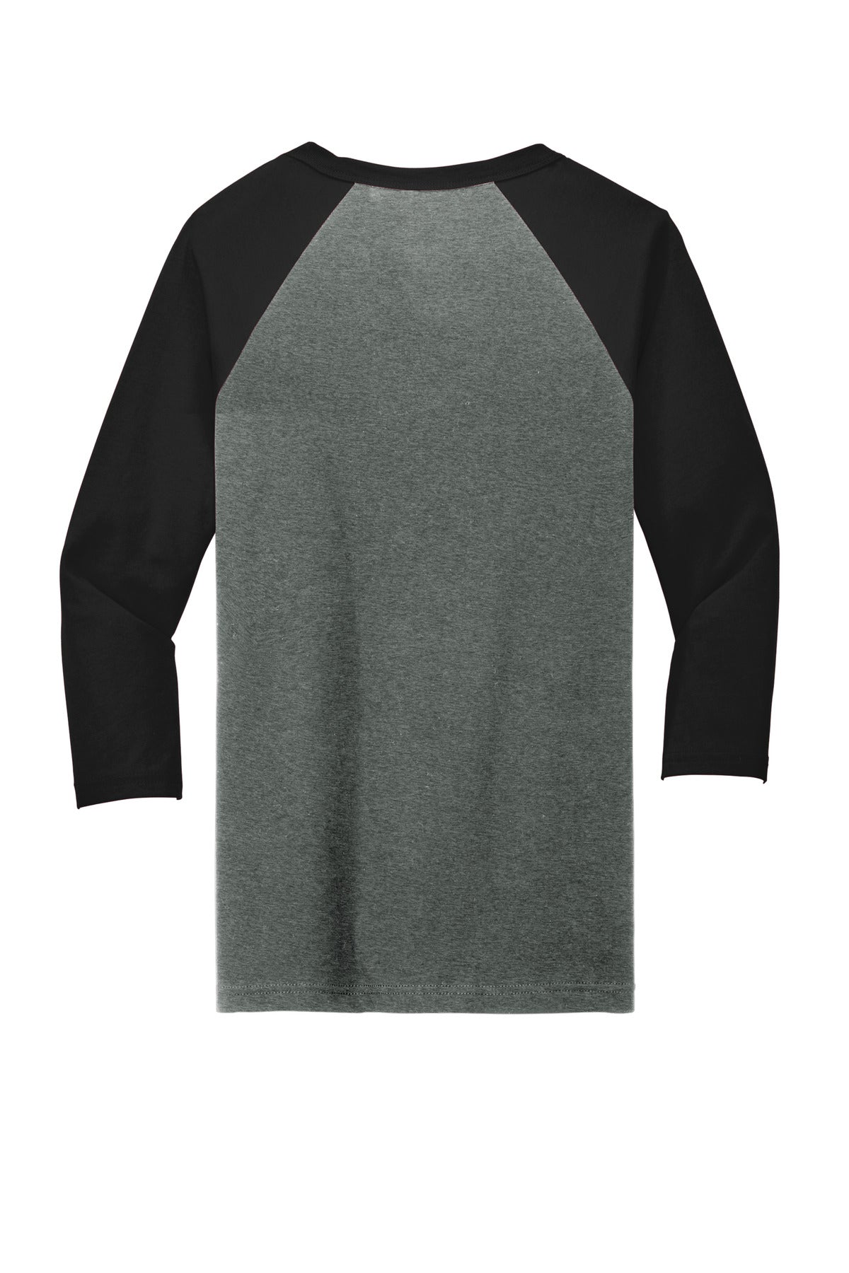Rear View of Deep Ht/Black BELLA+CANVAS Unisex 3/4-Sleeve Baseball Tee. BC3200