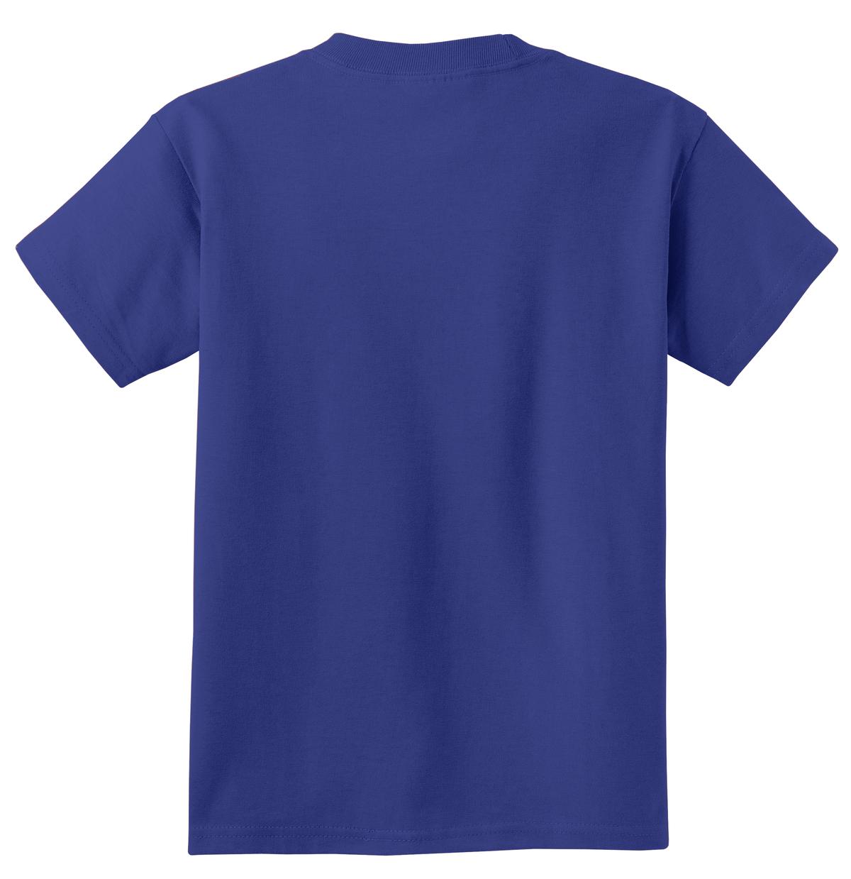 Rear View of Deep Marine Port & Co Youth Essential Tee. PC61Y