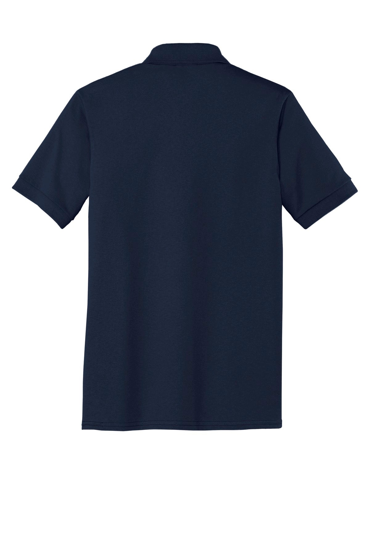 Rear View of Deep Navy Port & Co Core Blend Jersey Knit Polo. KP55