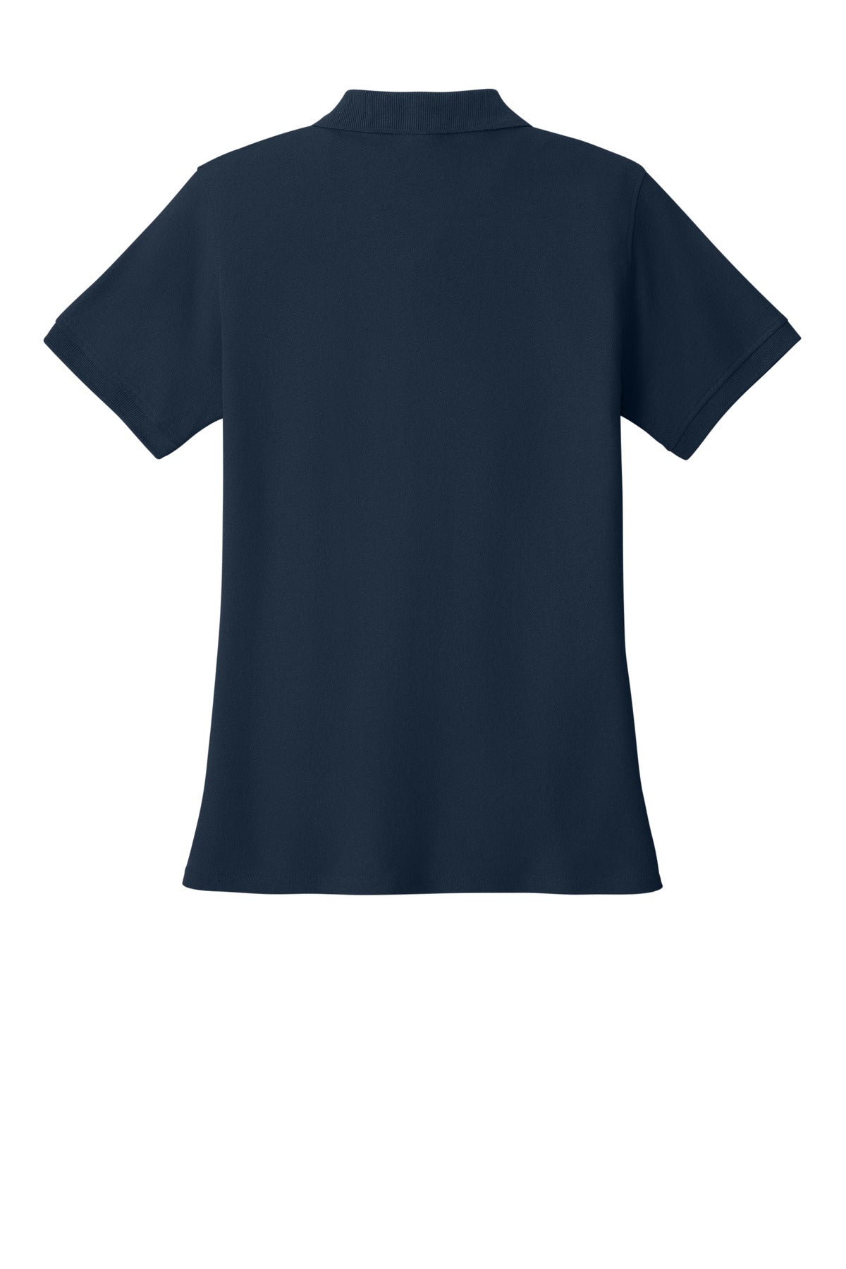 Rear View of Deep Navy Port & Co Women's Core Blend Pique Polo. LKP155