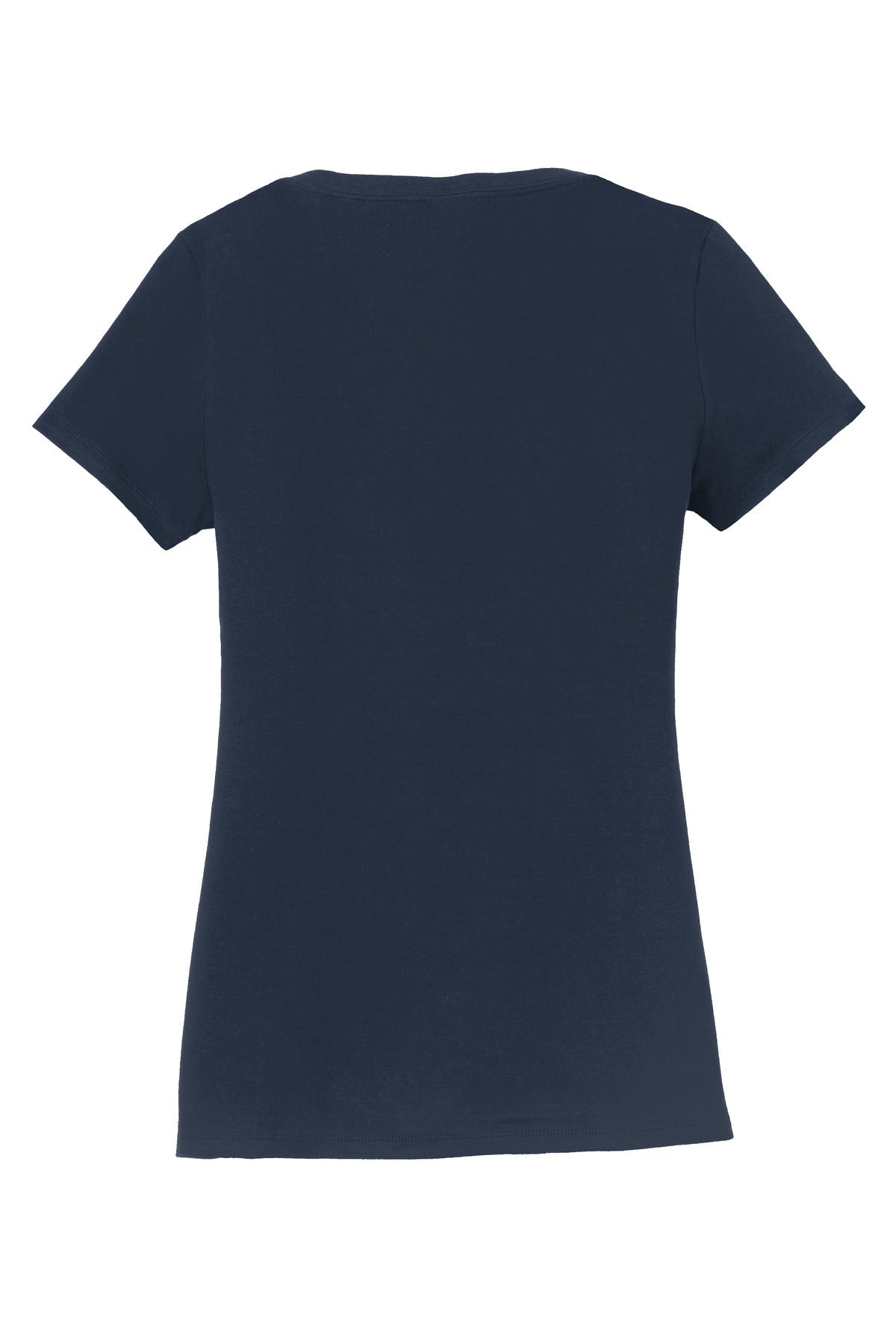 Rear View of Deep Navy Port & Co Women's Fan Favorite V-Neck Tee. LPC450V