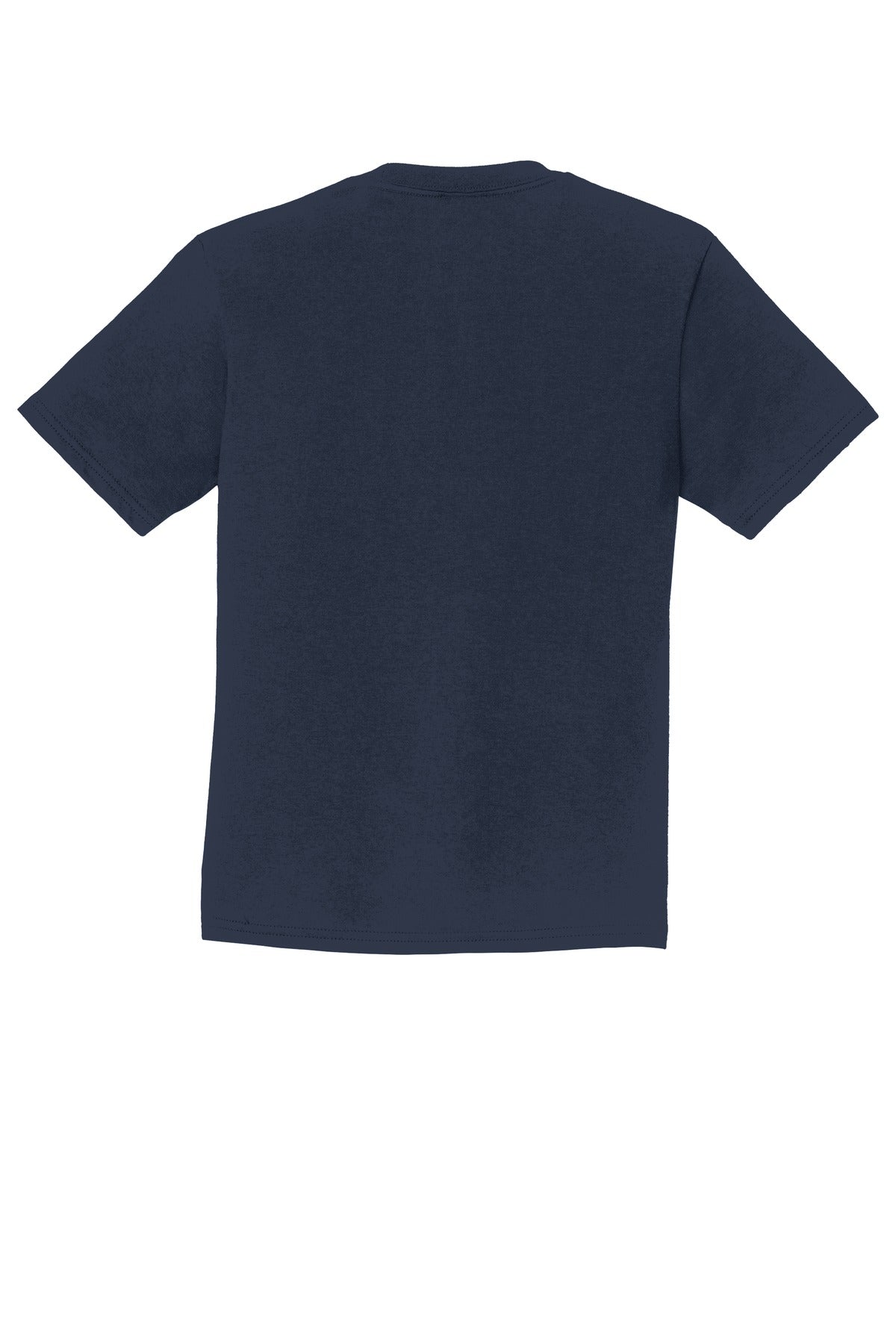 Rear View of Deep Navy Port & Co Youth Fan Favorite Tee. PC450Y