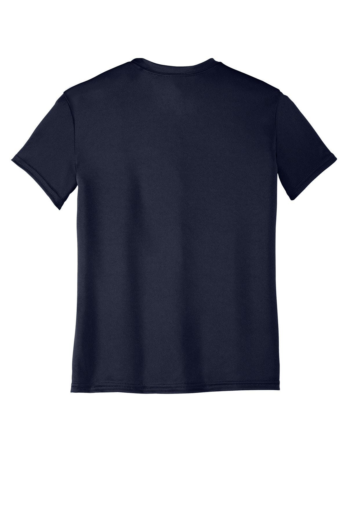 Rear View of Deep Navy Port & Co Youth Performance Tee. PC380Y