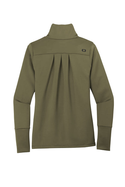 Rear View of Deep Olive OGIO Women's Modern Performance Full-Zip. LOE703