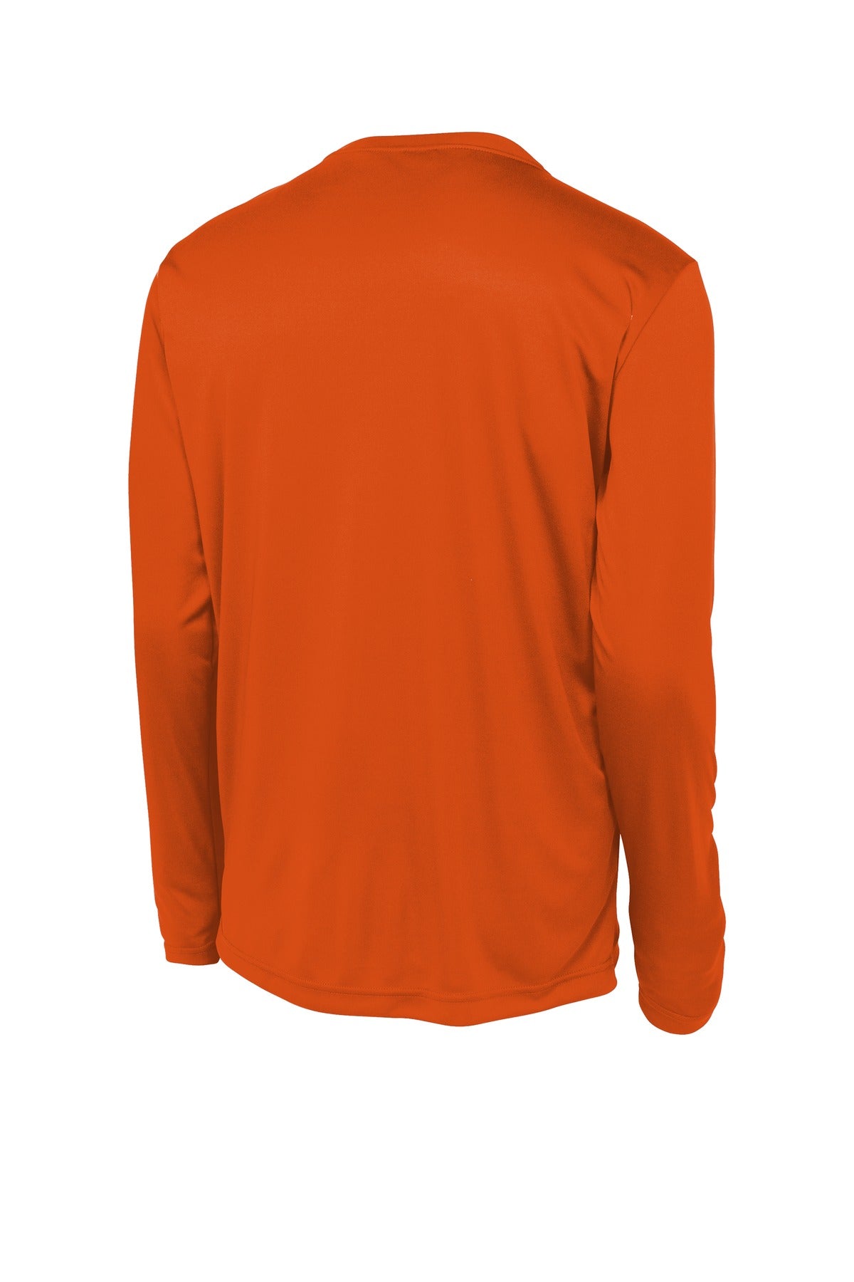 Rear View of Deep Orange Sport-Tek Long Sleeve PosiCharge Competitor Tee. ST350LS