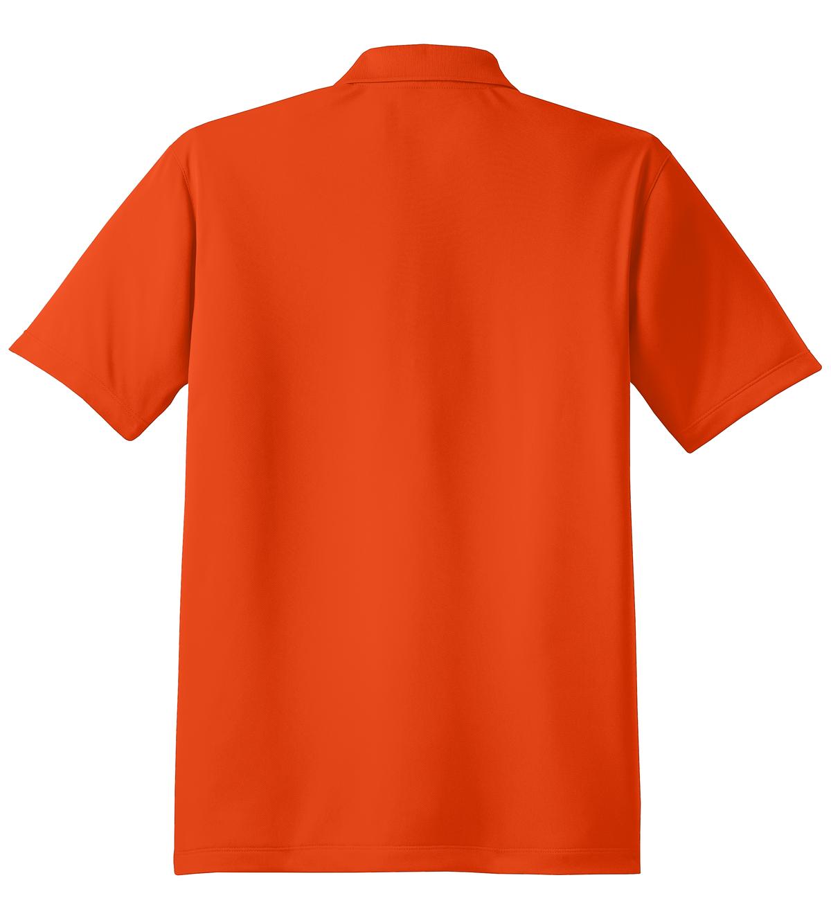 Rear View of Deep Orange Sport-Tek Micropique Sport-Wick Polo. ST650