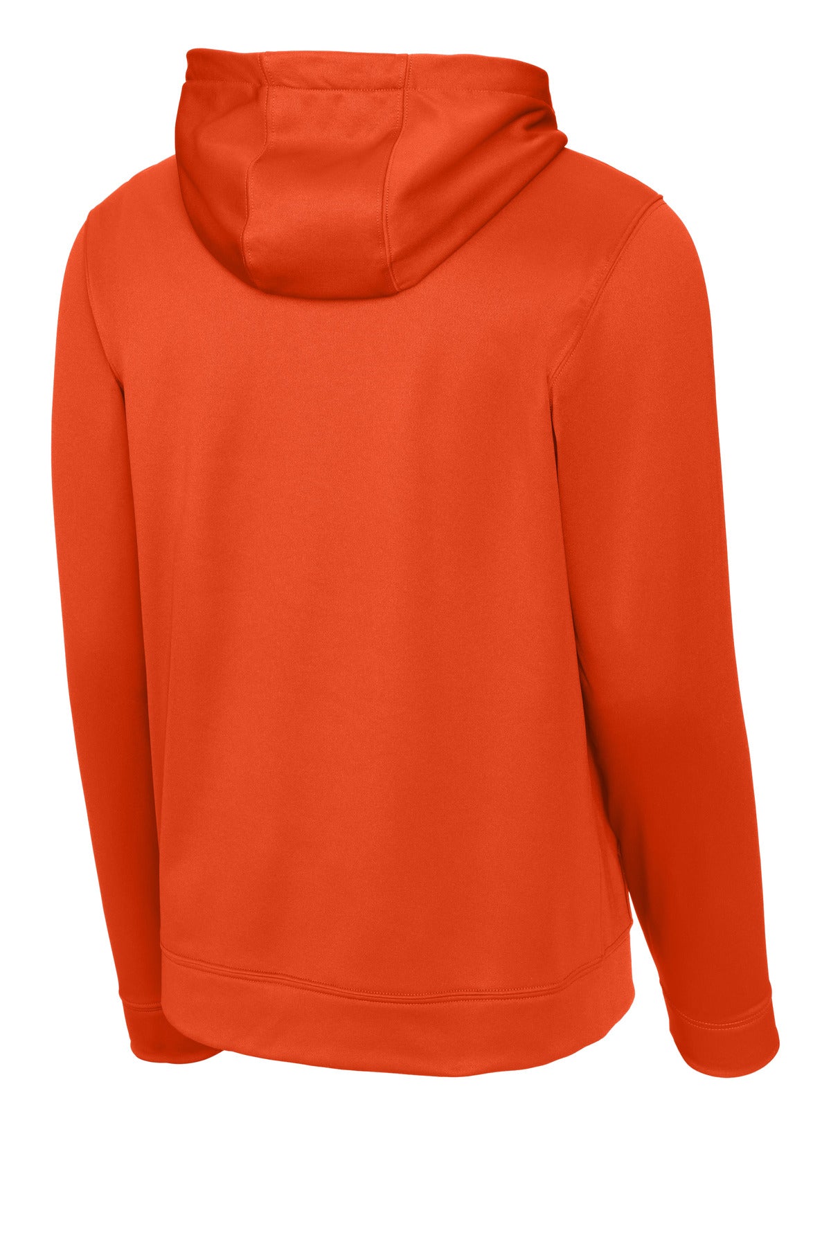 Rear View of Deep Orange Sport-Tek Sport-Wick Fleece Hooded Pullover. F244