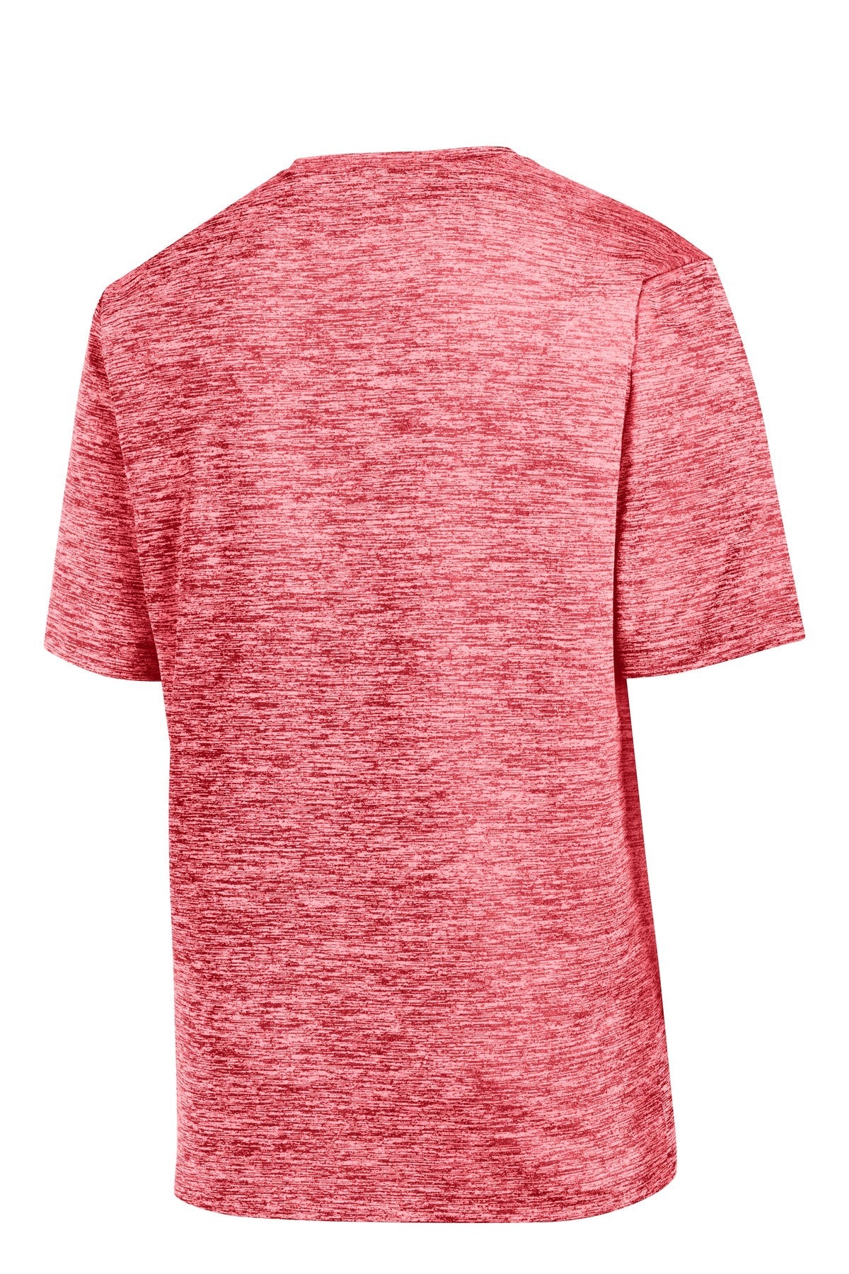 Rear View of Deep Red Elect Sport-Tek PosiCharge Electric Heather Tee. ST390