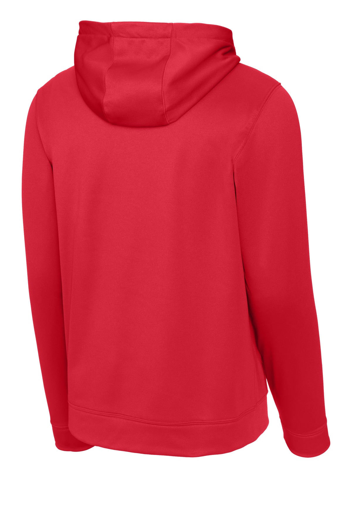 Rear View of Deep Red Sport-Tek Sport-Wick Fleece Hooded Pullover. F244