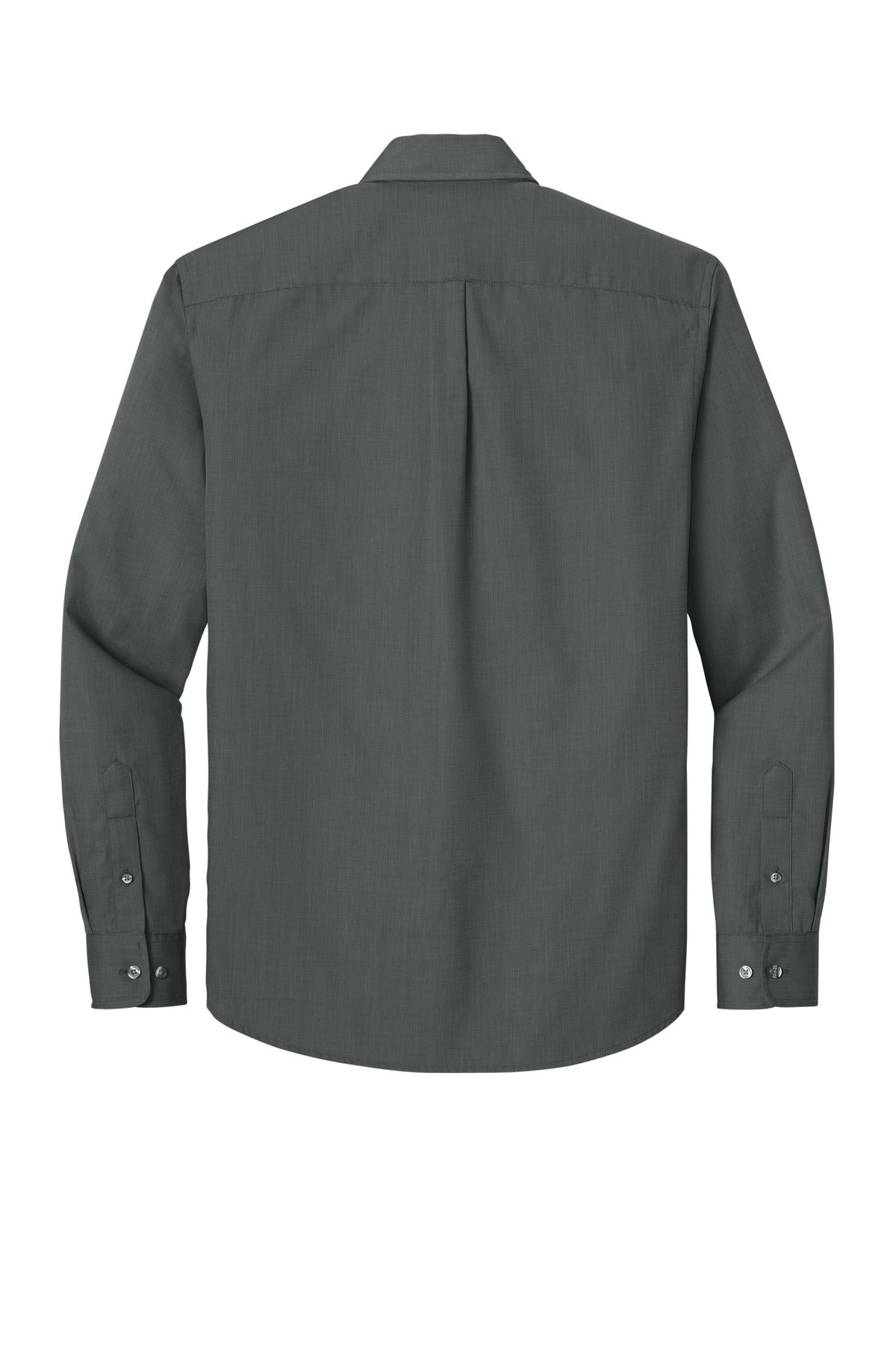 Rear View of DeepBlack Port Authority Long Sleeve Nailhead Easy Care Shirt W816