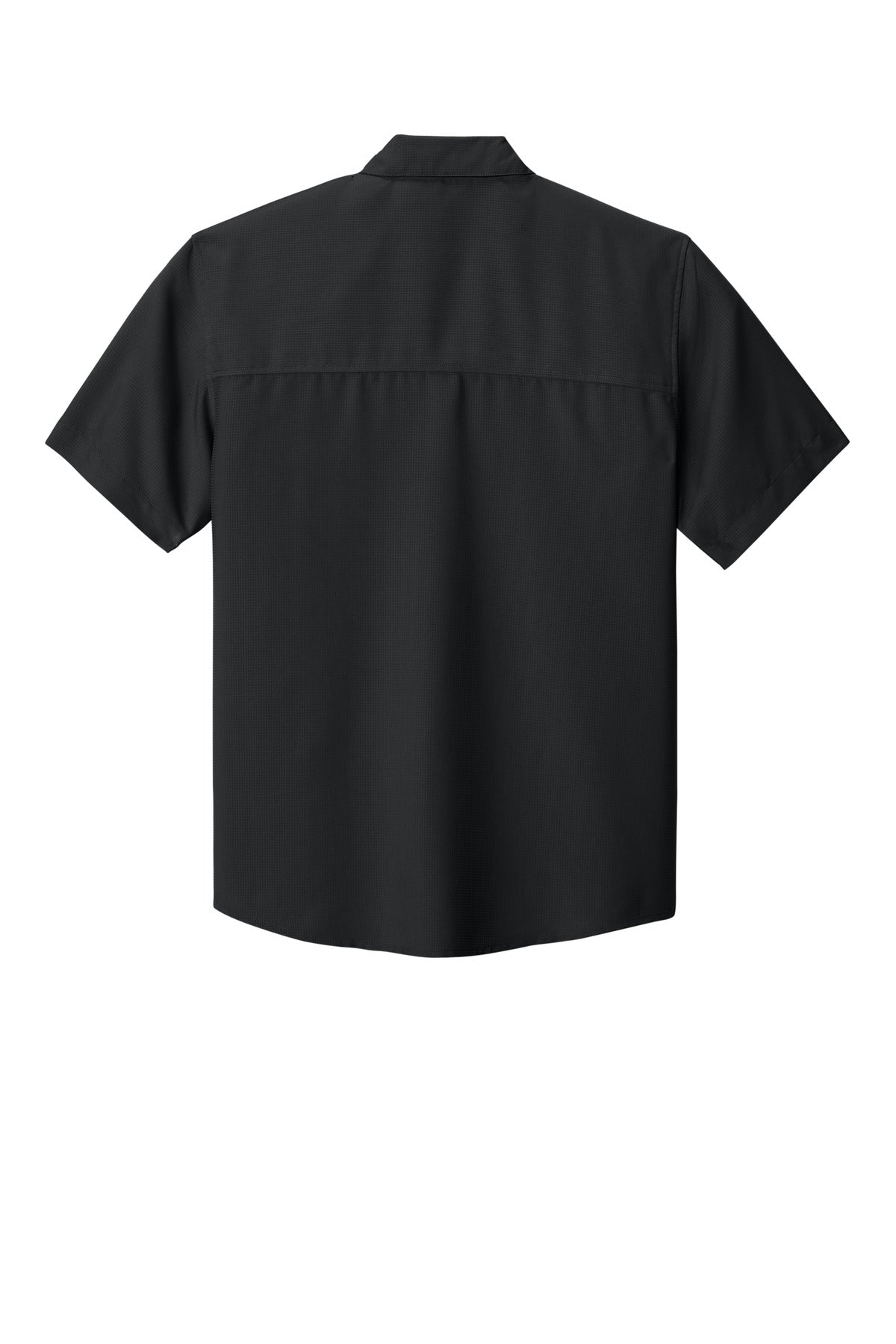 Rear View of DeepBlack Port Authority Short Sleeve UV Dockside Shirt W963