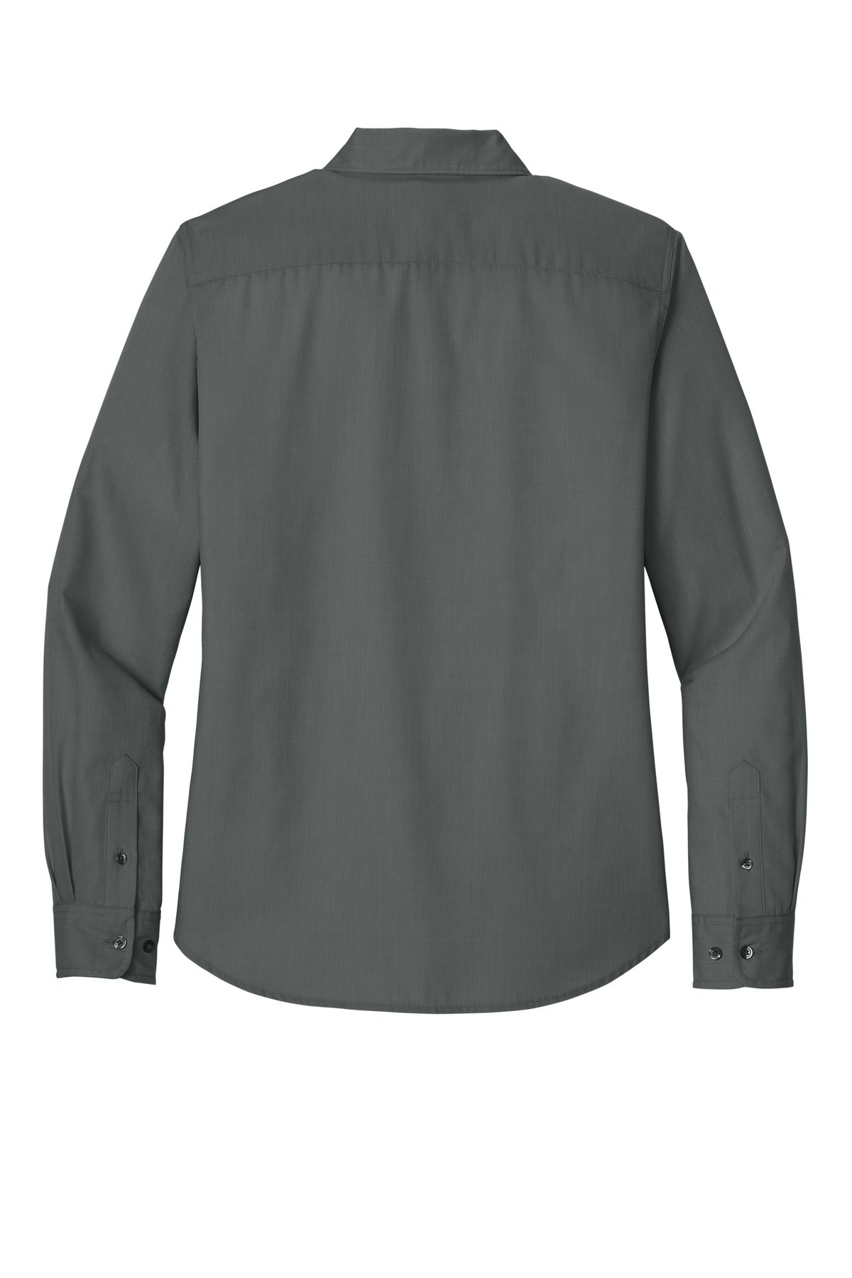 Rear View of DeepBlack Port Authority Women's Long Sleeve Nailhead Easy Care Shirt LW816