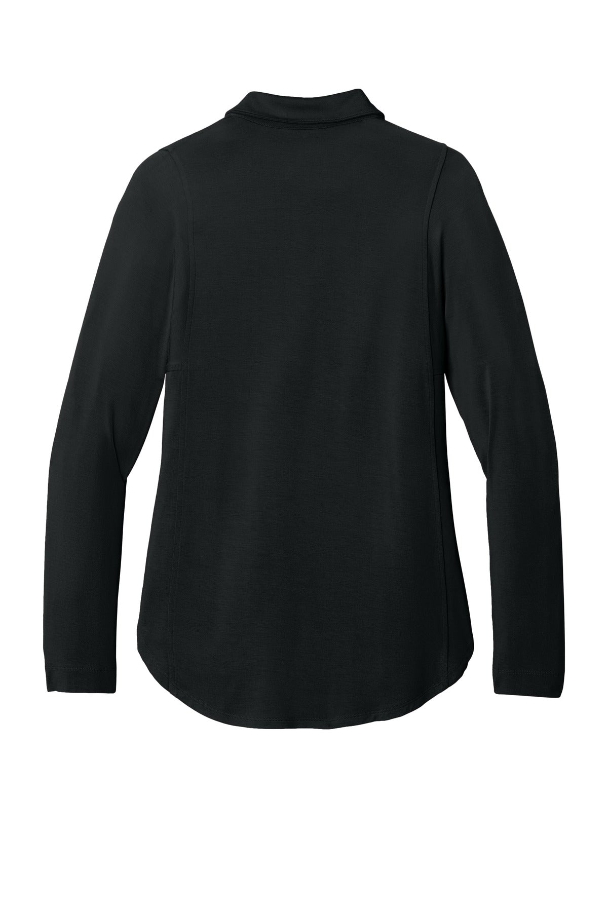 Rear View of DeepBlack Port Authority Women's Luxe Knit Button Tunic LK5602
