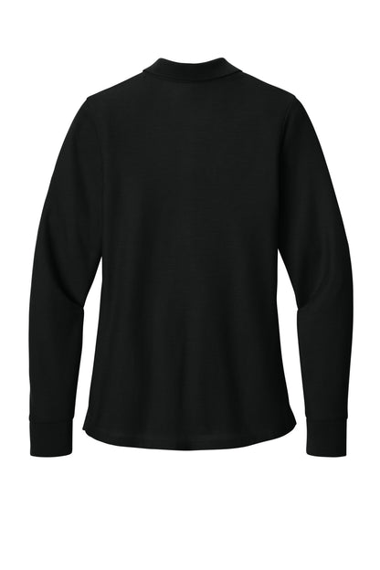 Rear View of DeepBlack Port Authority Women's Wearever Signature Pique Long Sleeve Polo LK200LS