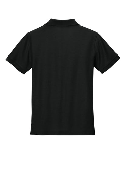 Rear View of DeepBlack Port Authority Youth Wearever Signature Pique Polo Y200