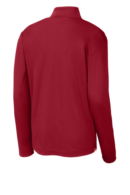 Rear View of DeepRed Sport-Tek Micropique Sport-Wick 1/4-Zip ST672