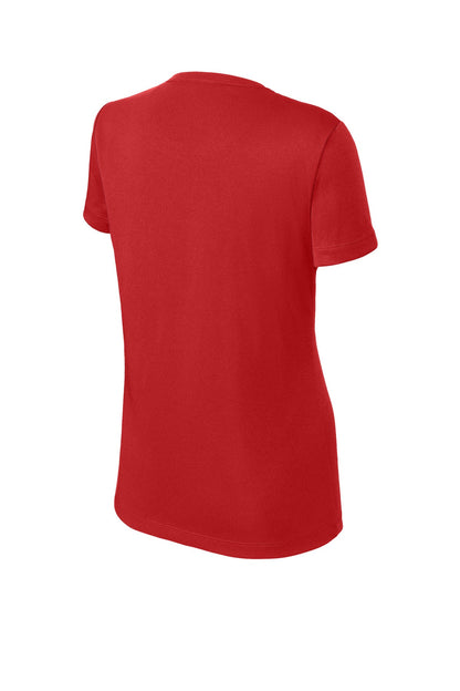 Rear View of DeepRed Sport-Tek Women's PosiCharge Competitor Tee. LST350