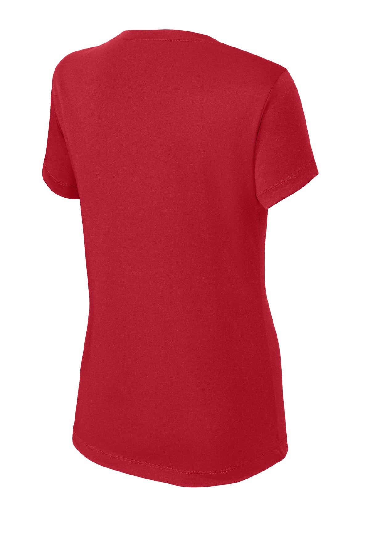 Rear View of DeepRed Sport-Tek Women's PosiCharge Competitor V-Neck Tee. LST353