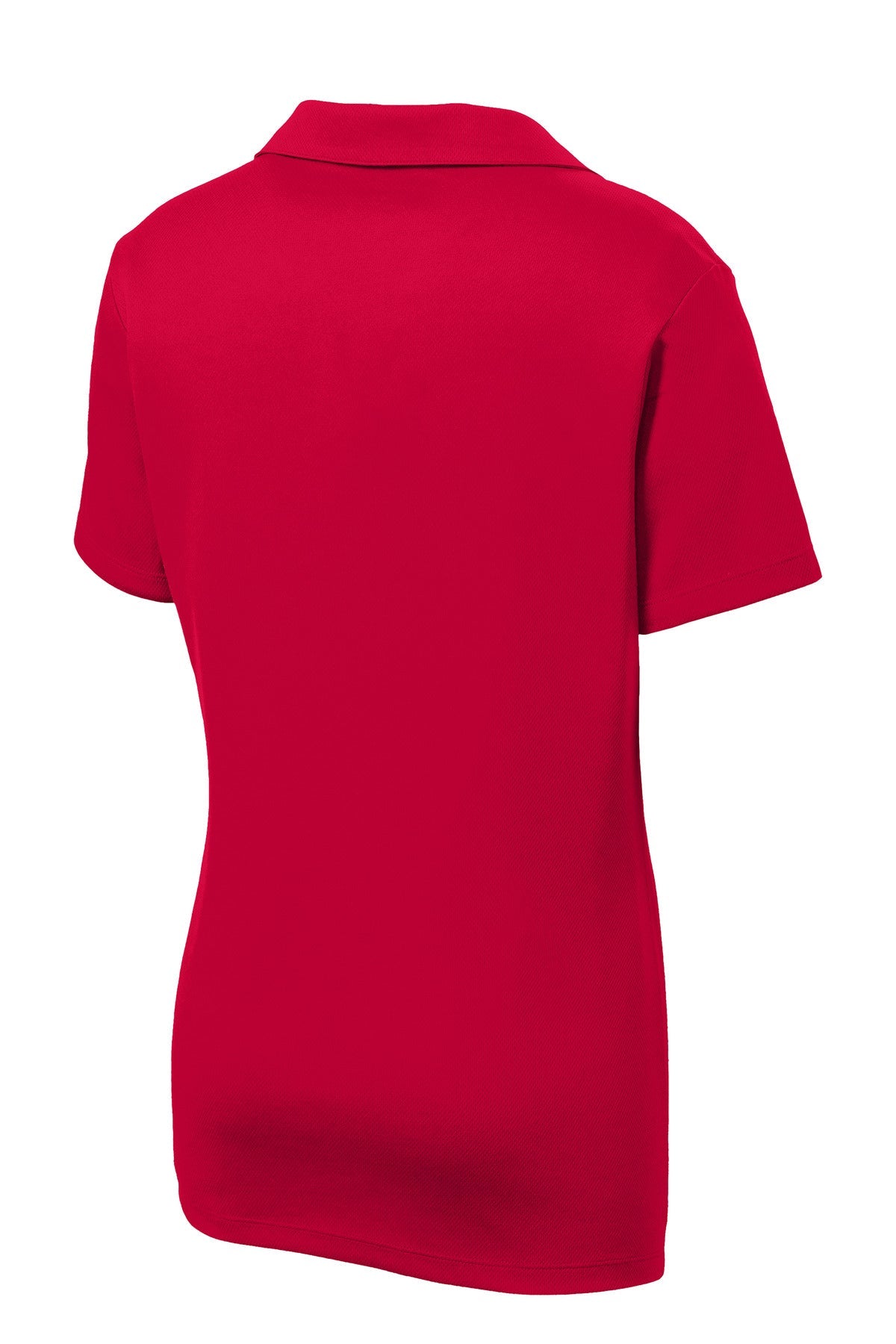 Rear View of DeepRed Sport-Tek Women's PosiCharge RacerMesh Polo. LST640