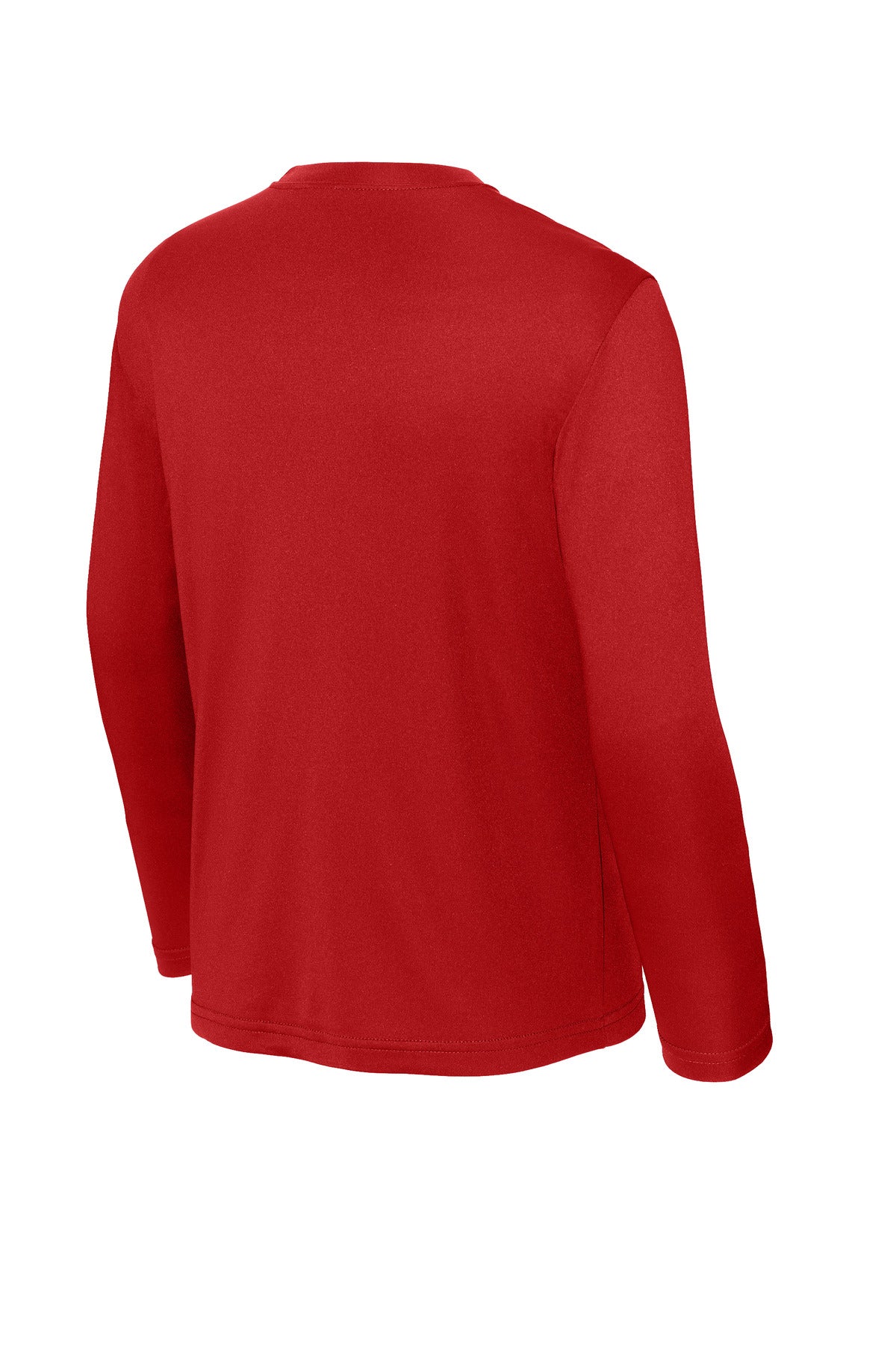 Rear View of DeepRed Sport-Tek Youth Long Sleeve PosiCharge Competitor Tee. YST350LS