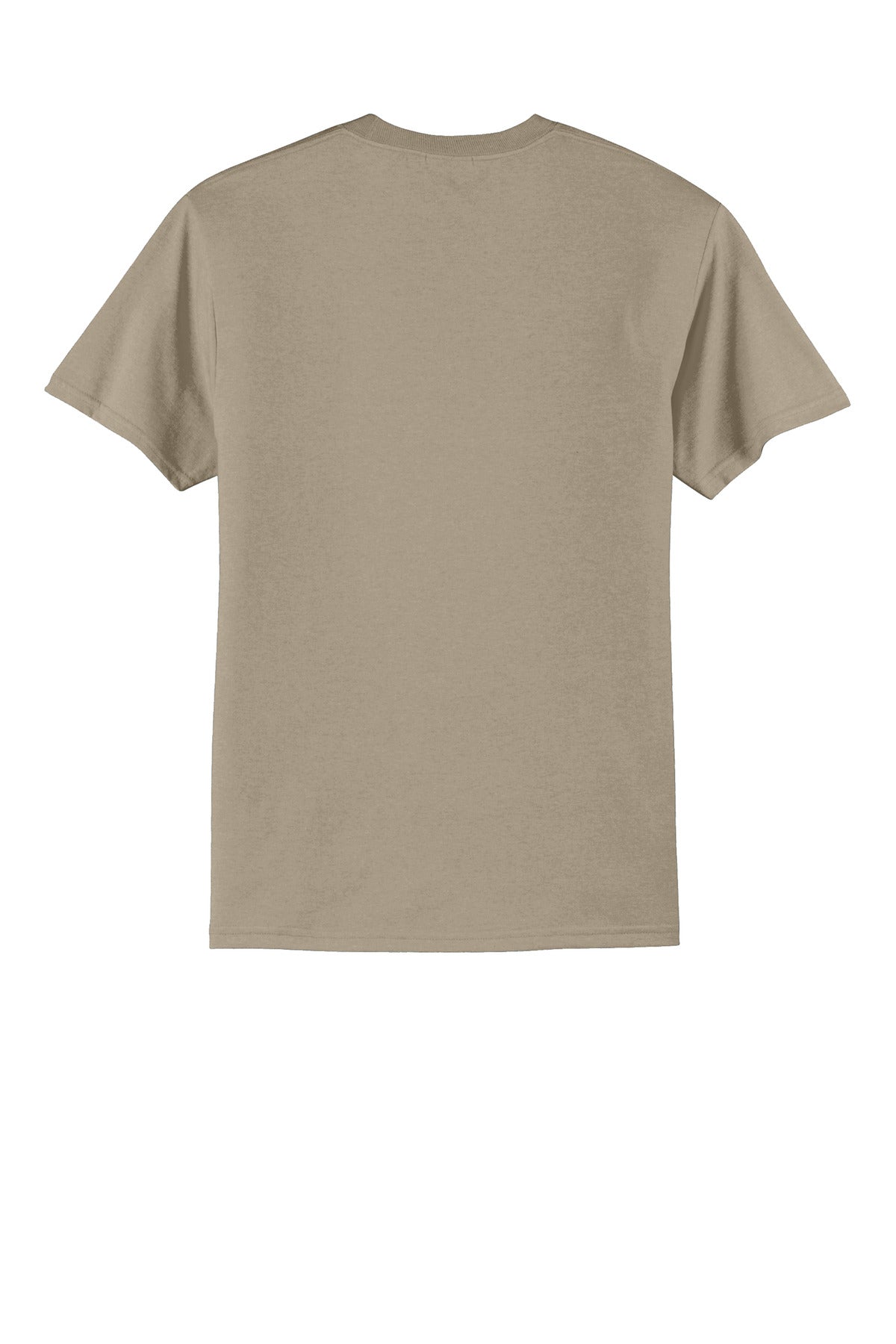 Rear View of Desert Sand Port & Co Core Blend Tee. PC55