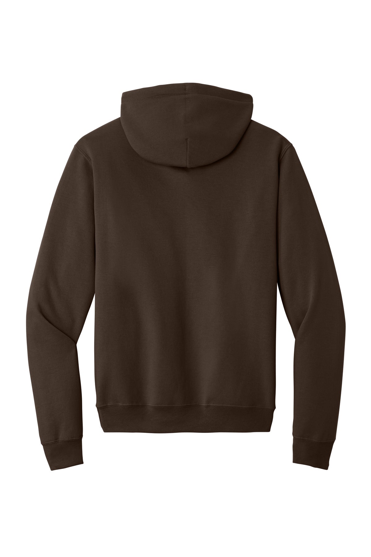 Rear View of Dk Choc Brown Port & Co Core Fleece Pullover Hooded Sweatshirt. PC78H