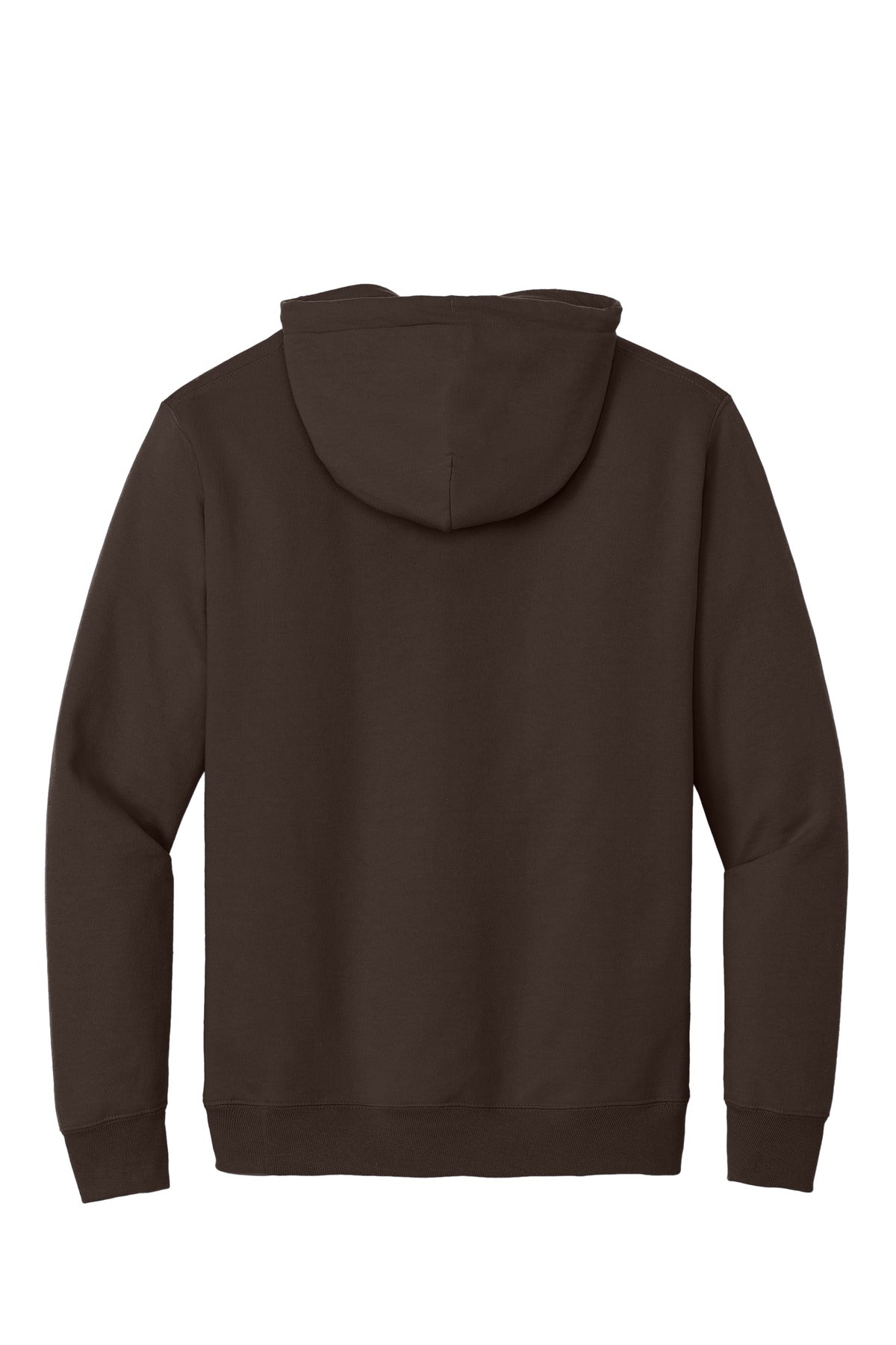 Rear View of Dk Choc Brown Port & Co Essential Fleece Pullover Hooded Sweatshirt. PC90H