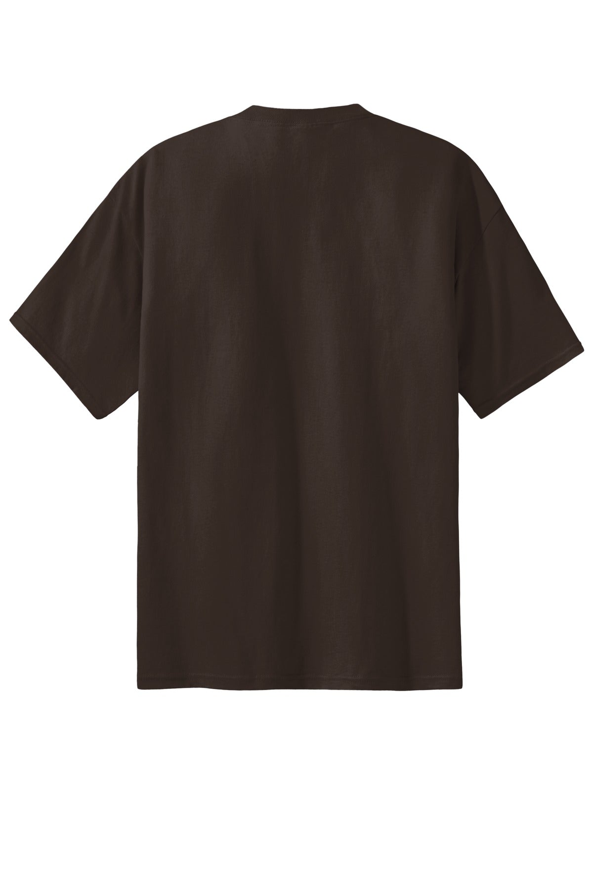 Rear View of Dk Choc. Brown Port & Co Essential Tee. PC61