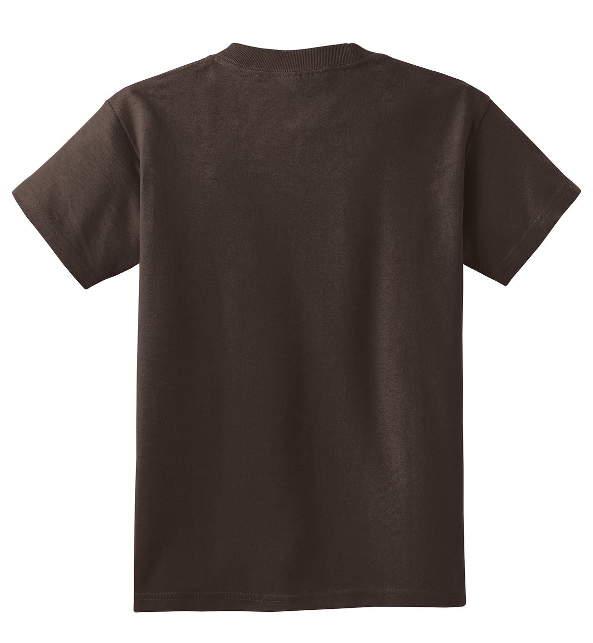 Rear View of Dk Choc Brown Port & Co Youth Core Cotton Tee. PC54Y