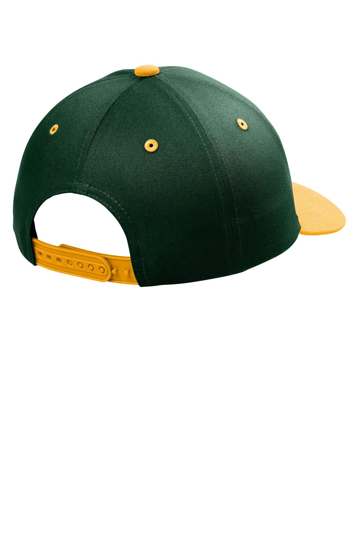 Rear View of DkGrn/Gold Port Authority Snapback Cap C408