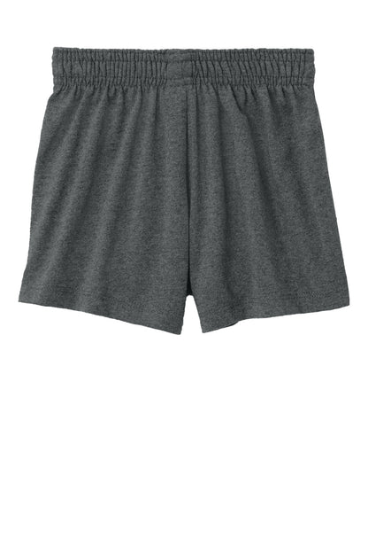 Rear View of DkGyHthr Sport-Tek Girls Jersey Knit Squad Short YGST311