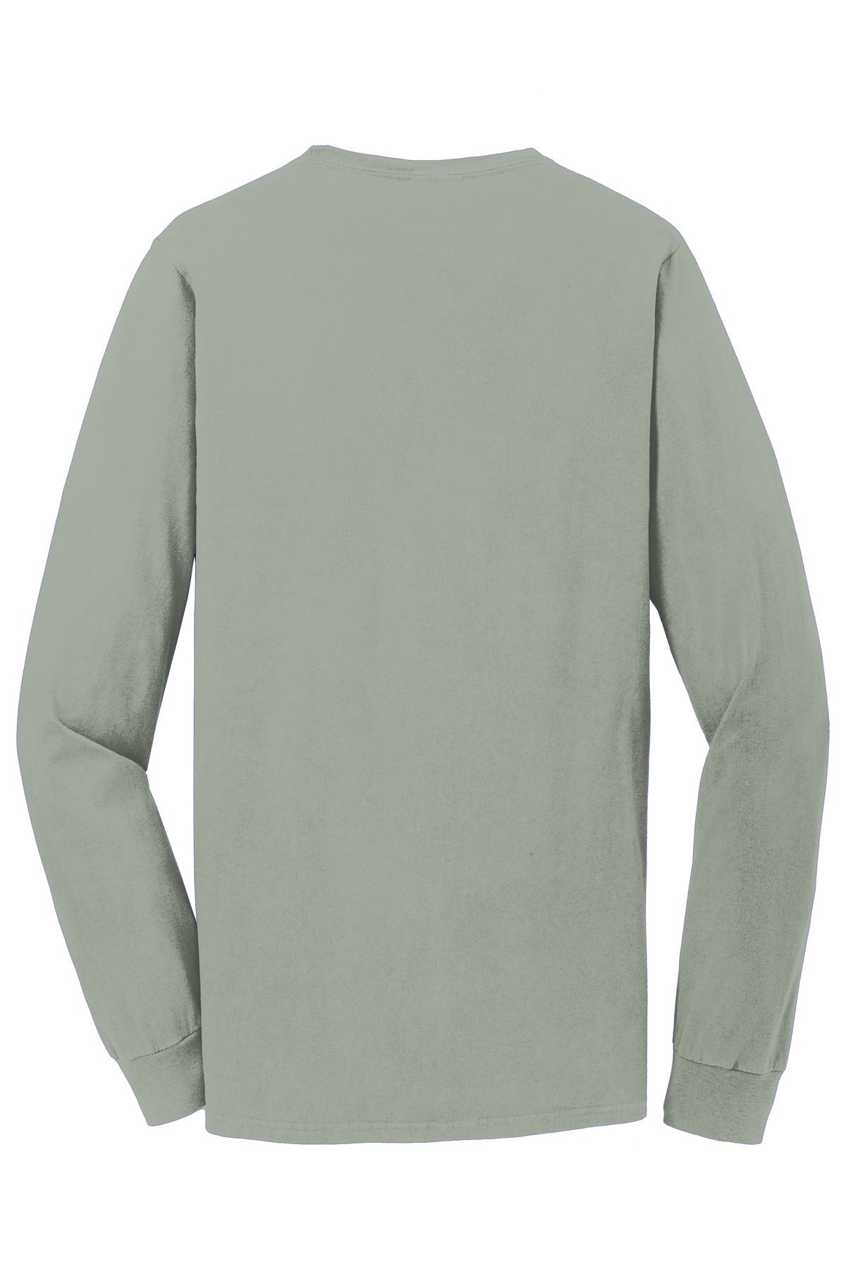 Rear View of DoveGrey Port & Co Beach Wash Garment-Dyed Long Sleeve Tee PC099LS