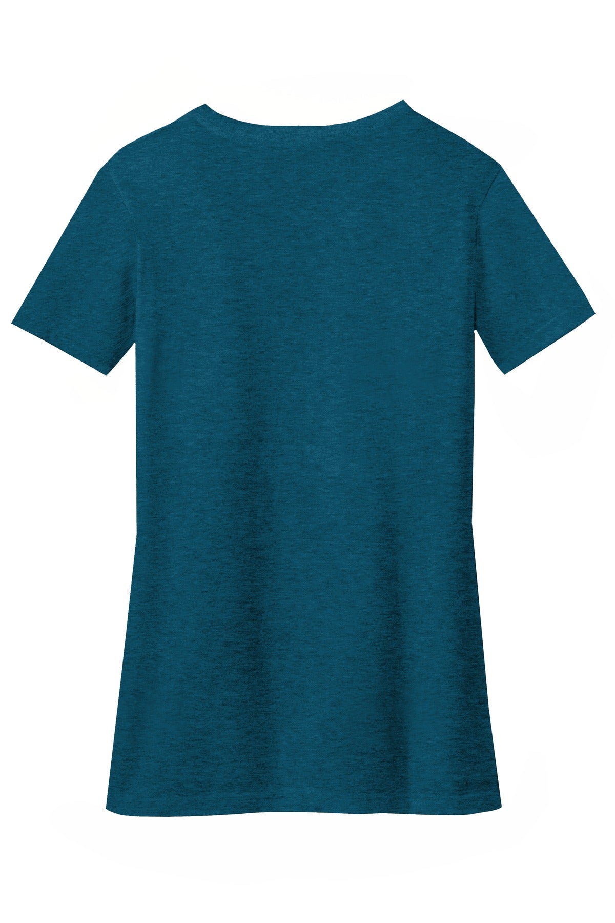 Rear View of Dp Turqu Fleck District Women's Perfect Blend CVC V-Neck Tee. DM1190L